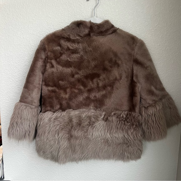 DOROTHEE SCHUMACHER Fur Leather Jacket Coat Reversible Cropped Tan Size Medium 4 - Picture 7 of 12